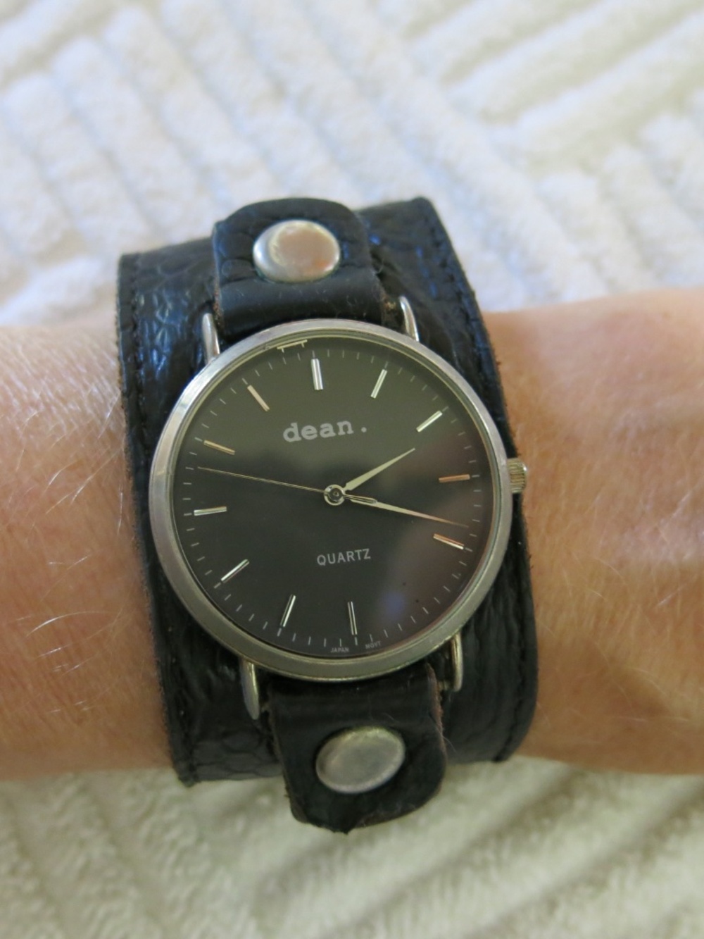 Dean Leather Watch in Black wide band